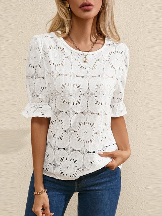 MOMS TO U Tops - Women's Round Neck Chiffon Shirt Leisure All-matching